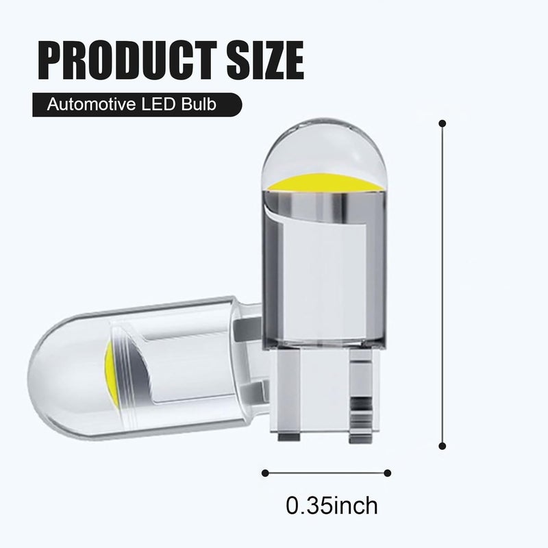 Zikefest 30PCS 194 LED Light Bulbs, 168 2825 W5W T10 6000K Wedge COB Bulbs, 0.36W 12V LED Replacement Bulbs, Universal for Car Dashboard Dome Map Door Courtesy License Plate Lights (White) - Image 2